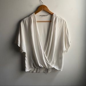 Lovers + Friends white sheer wrap front blouse